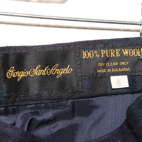 Vintage High Rise Pleated Waist Plaid Wool Pants Size 8 Giorgio Sant' Angelo - Picture 5 of 6